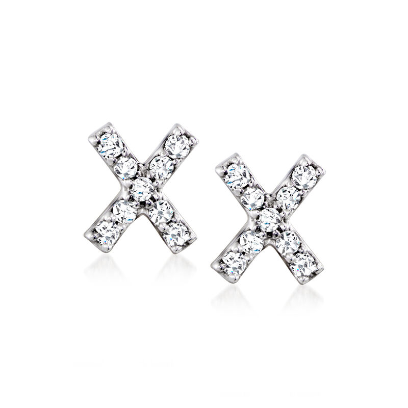 X - Diamond Initial Stud Earrings in Sterling Silver image number 0