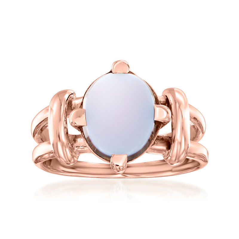 C. 1900 Vintage White Agate Ring in 10kt Rose Gold. Size 8 image number 0