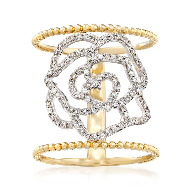 .40 ct. t.w. Diamond Openwork Floral Ring in 14kt Two-Tone Gold image number 0