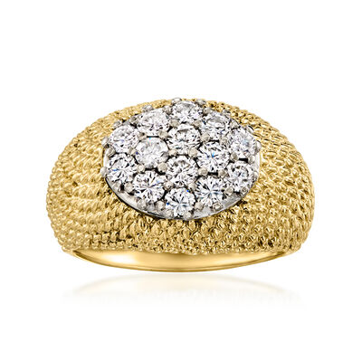 C. 1980 Vintage 1.10 ct. t.w. Diamond Cluster Ring in 14kt Yellow Gold