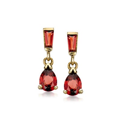 C. 1980 Vintage 2.20 ct. t.w. Garnet Drop Earrings in 14kt Yellow Gold
