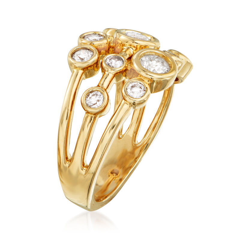 1.00 ct. t.w. Bezel-Set Diamond Multi-Row Ring in 14kt Yellow Gold image number 2
