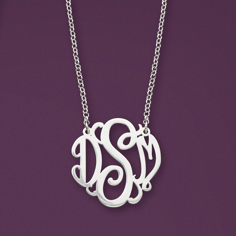 Sterling Silver Personalized Monogram Necklace image number 2
