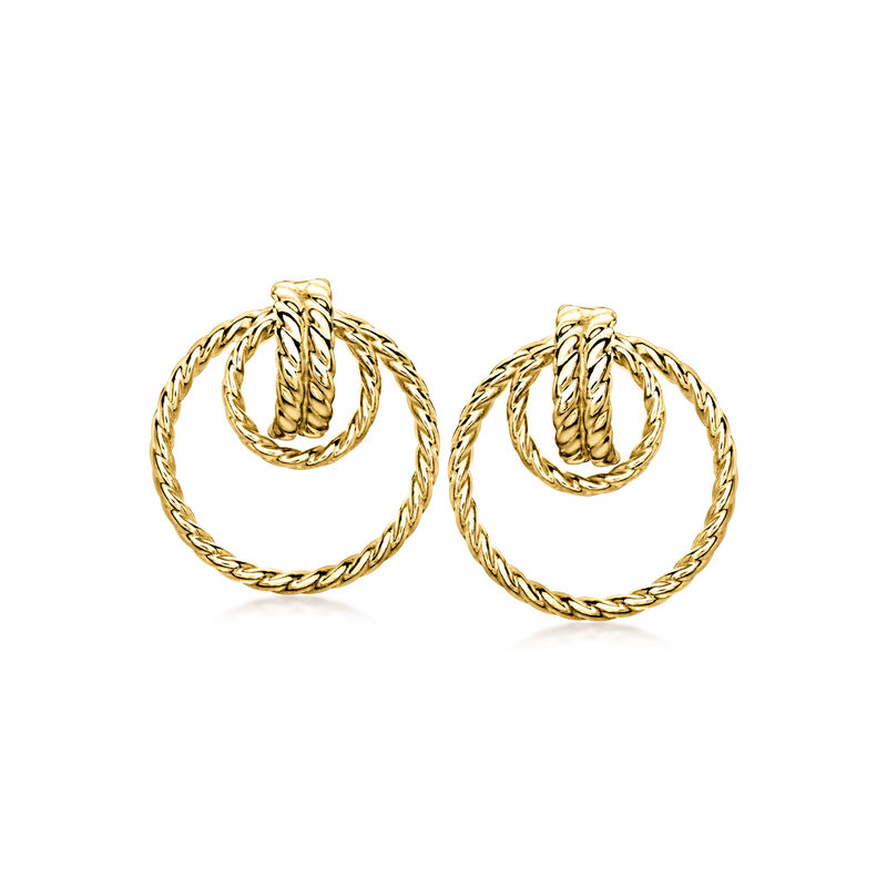 10kt Yellow Gold Twisted Double-Circle Earrings image number 0