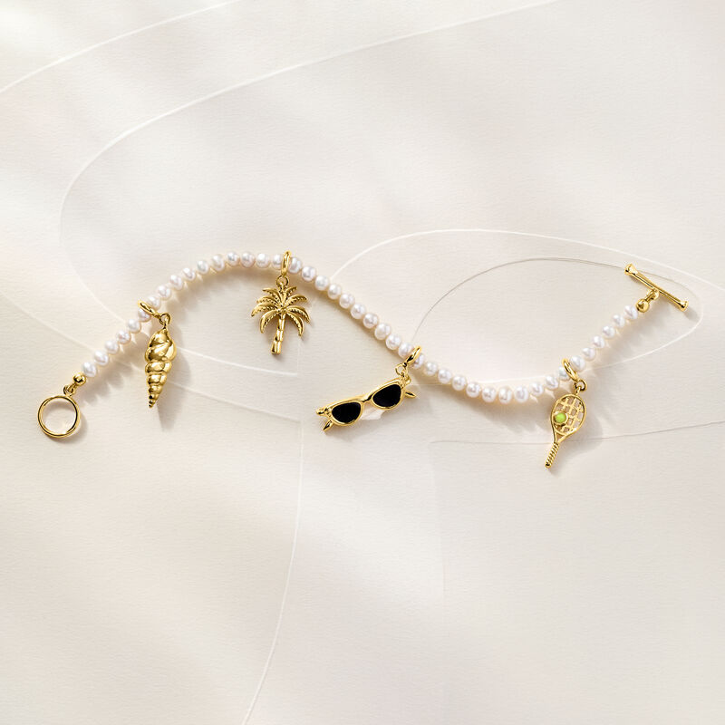 18kt Gold Over Sterling Tennis Racket Charm with Yellow Quartz image number 3