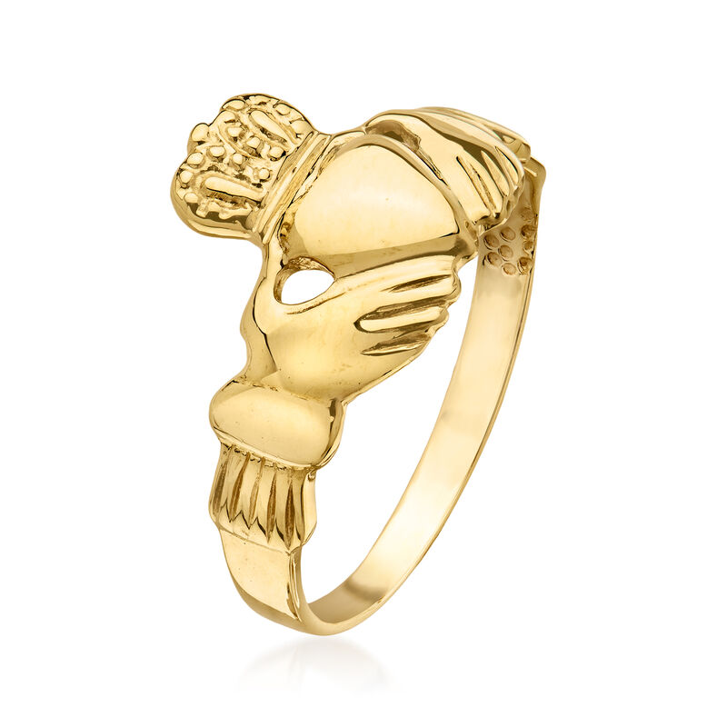 C. 1980 Vintage 10kt Yellow Gold Claddagh Ring. Size 7 image number 2