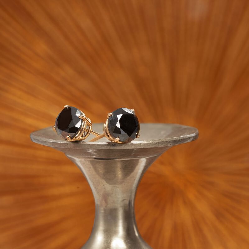 3.00 ct. t.w. Black Diamond Stud Earrings in 14kt Yellow Gold image number 2