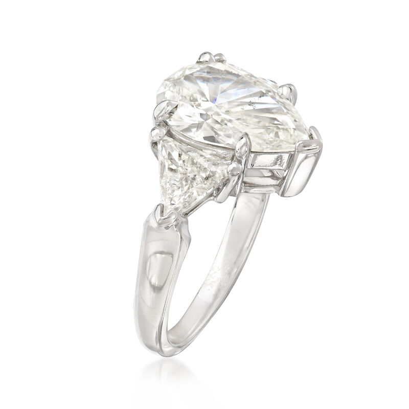 Majestic Collection 4.50 ct. t.w. Pear and Trillion Diamond Ring in 18kt White Gold image number 2