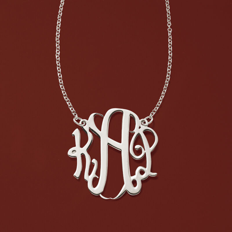 Sterling Silver Personalized Monogram Necklace image number 4
