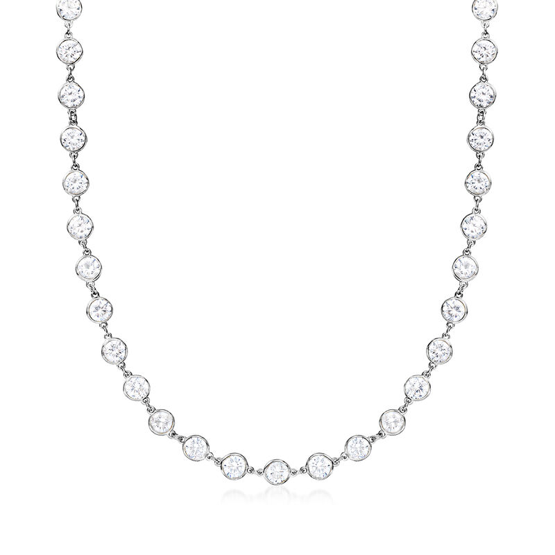 20.00 ct. t.w. CZ Station Necklace in Sterling Silver. 16&quot; image number 1