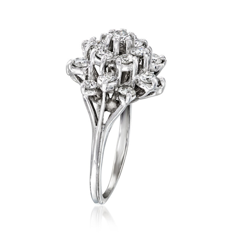 C. 1980 Vintage 2.00 ct. t.w. Diamond Cluster Ring in 14kt White Gold image number 2