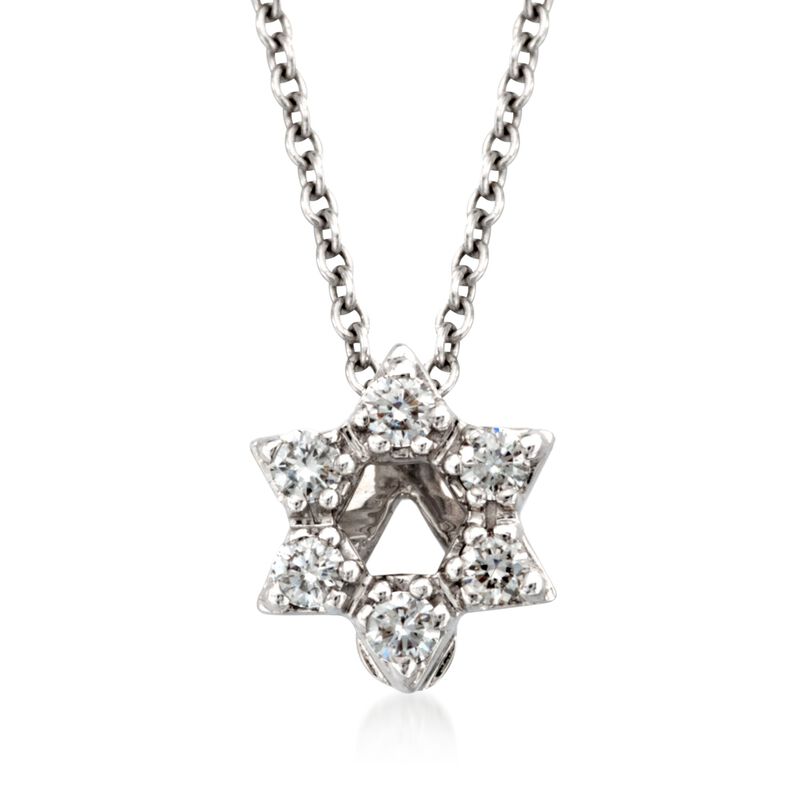 Roberto Coin &quot;Tiny Treasures&quot; Diamond Accent Star of David Necklace in 18kt White Gold image number 0