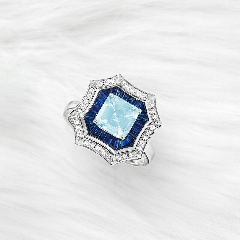 2.70 ct. t.w. Multi-Gemstone and .17 ct. t.w. Diamond Ring in 14kt White Gold image number 4
