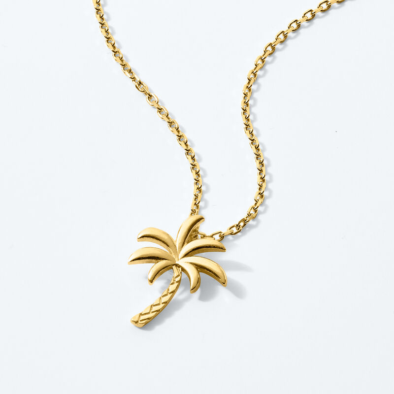 18kt Gold Over Sterling Palm Tree Necklace. 18&quot; image number 2