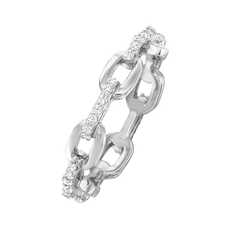 .30 ct. t.w. CZ Paper Clip Link Ring in Sterling Silver image number 2