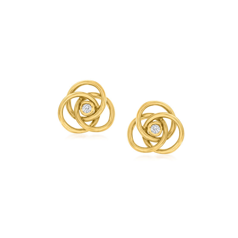14kt Yellow Gold Love Knot Earrings with Diamond Accents image number 0