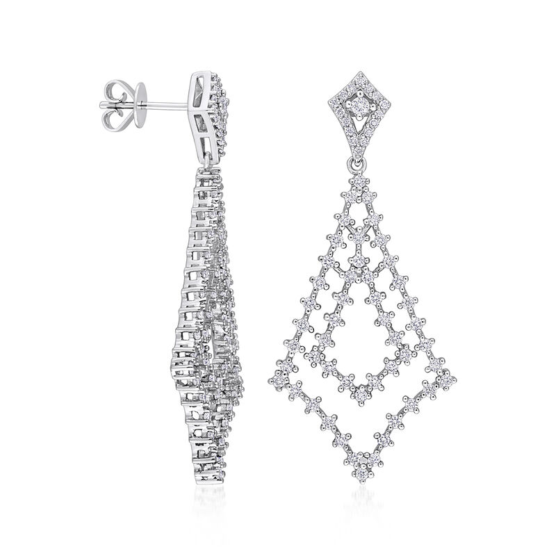 1.40 ct. t.w. Diamond Geometric Drop Earrings in 14kt White Gold image number 1