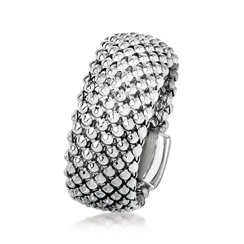 Italian Sterling Silver Flat Popcorn-Link Ring image number 2