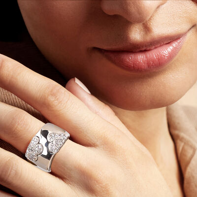 C. 1980 Vintage 1.25 ct. t.w. Diamond Flowers Ring in 18kt White Gold