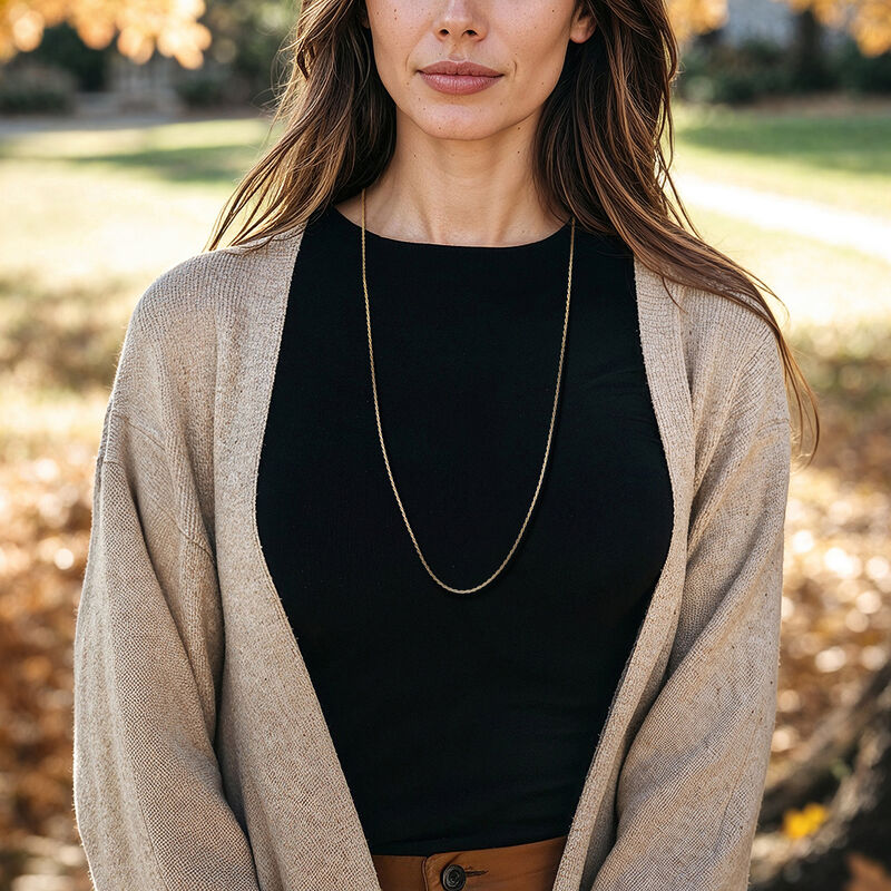 2mm 18kt Gold Over Sterling Rope-Chain Necklace. 30" image number 0