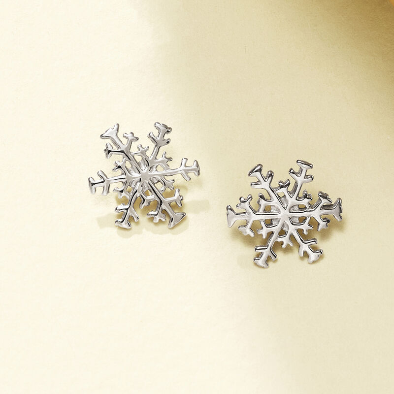 Sterling Silver Snowflake Earrings image number 4