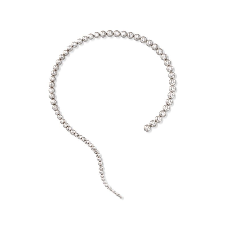 Italian Sterling Silver Beaded Open Collar Necklace. 15&quot; image number 1