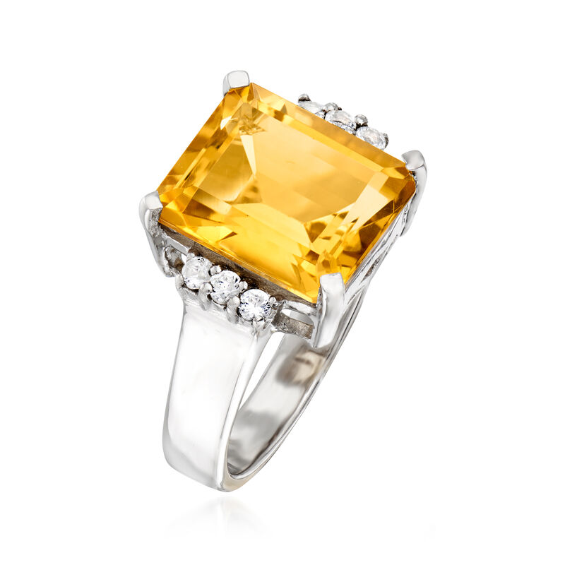 5.30 Carat Citrine and .20 ct. t.w. White Topaz Ring in Sterling Silver image number 2