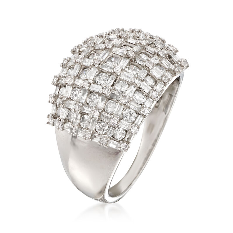 2.00 ct. t.w. Baguette and Round Diamond Basketweave Ring in 14kt White Gold image number 2
