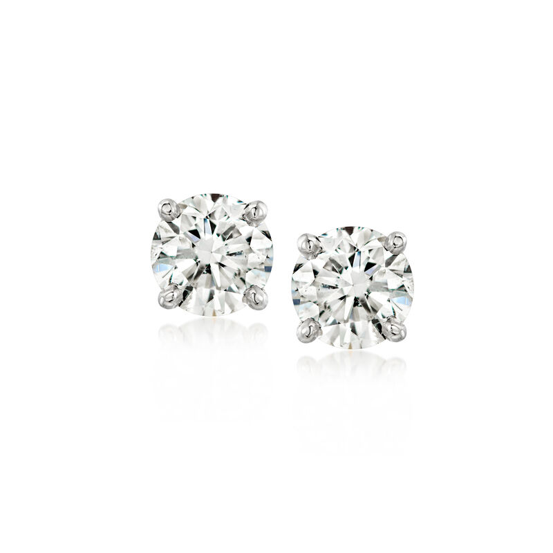 C. 1990 Vintage 1.80 ct. t.w. Diamond Stud Earrings in Platinum  image number 0