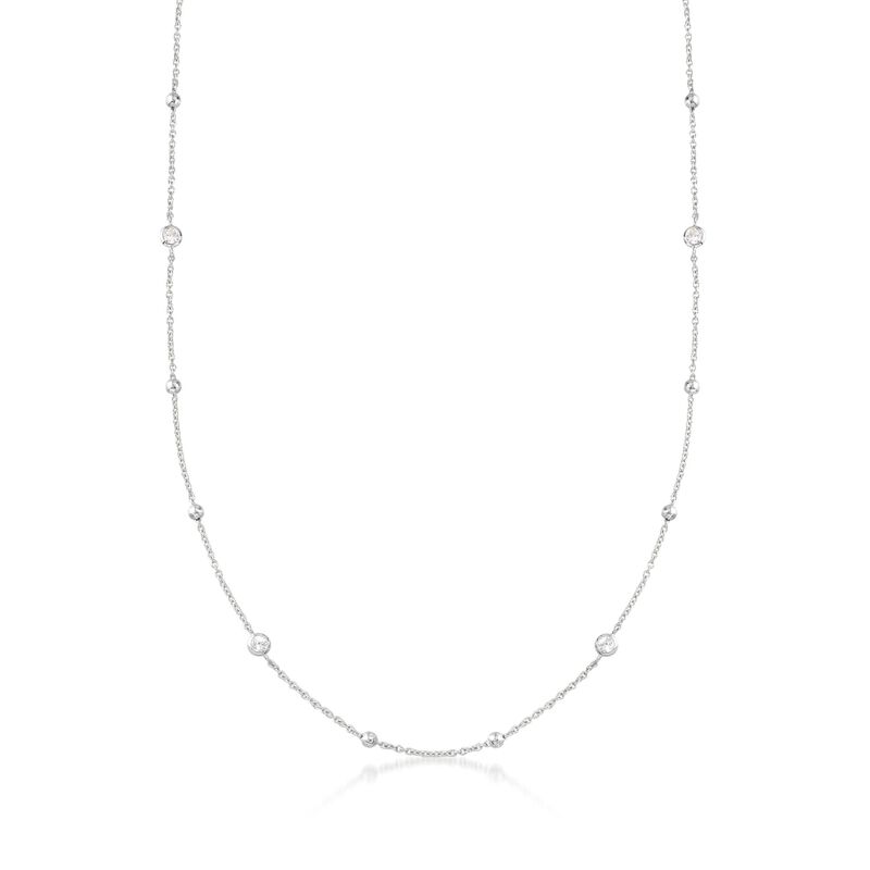 1.15 ct. t.w. Bezel-Set CZ Station Necklace in Sterling Silver image number 0