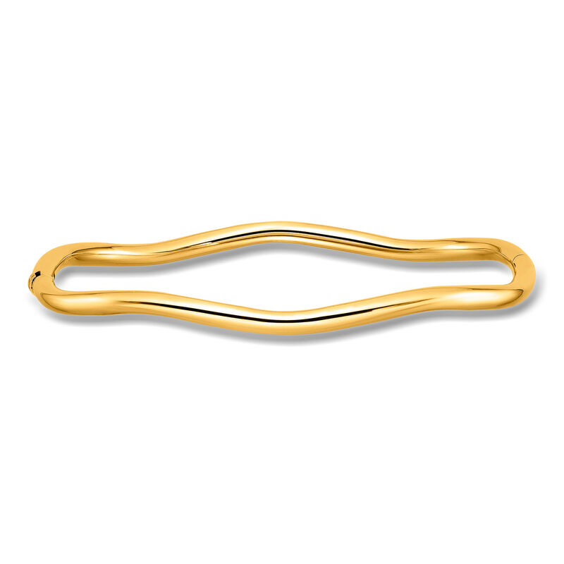 Italian 14kt Yellow Gold Wavy Bangle Bracelet. 8" image number 0