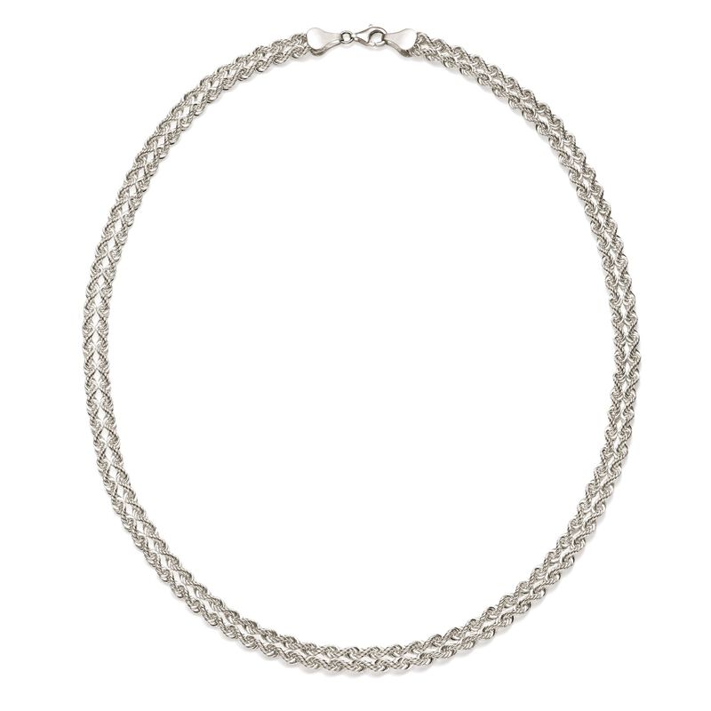 Sterling Silver Double Rope Chain Necklace image number 4