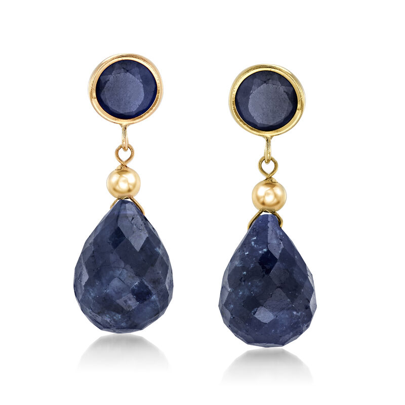 11.00 ct. t.w. Sapphire Drop Earrings in 14kt Yellow Gold  image number 0