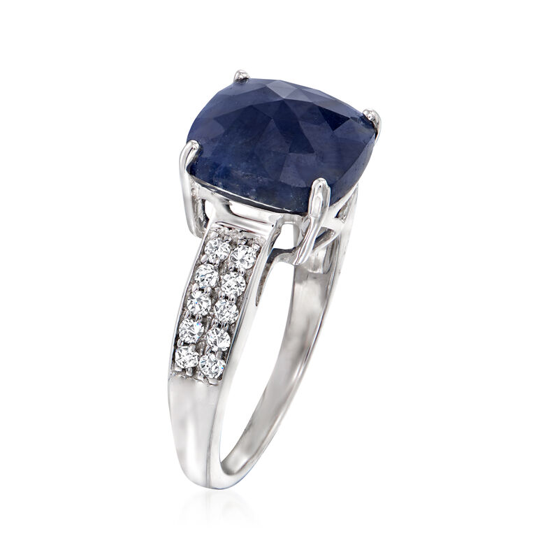 5.25 Carat Sapphire and .30 ct. t.w. White Topaz Ring in Sterling Silver image number 2