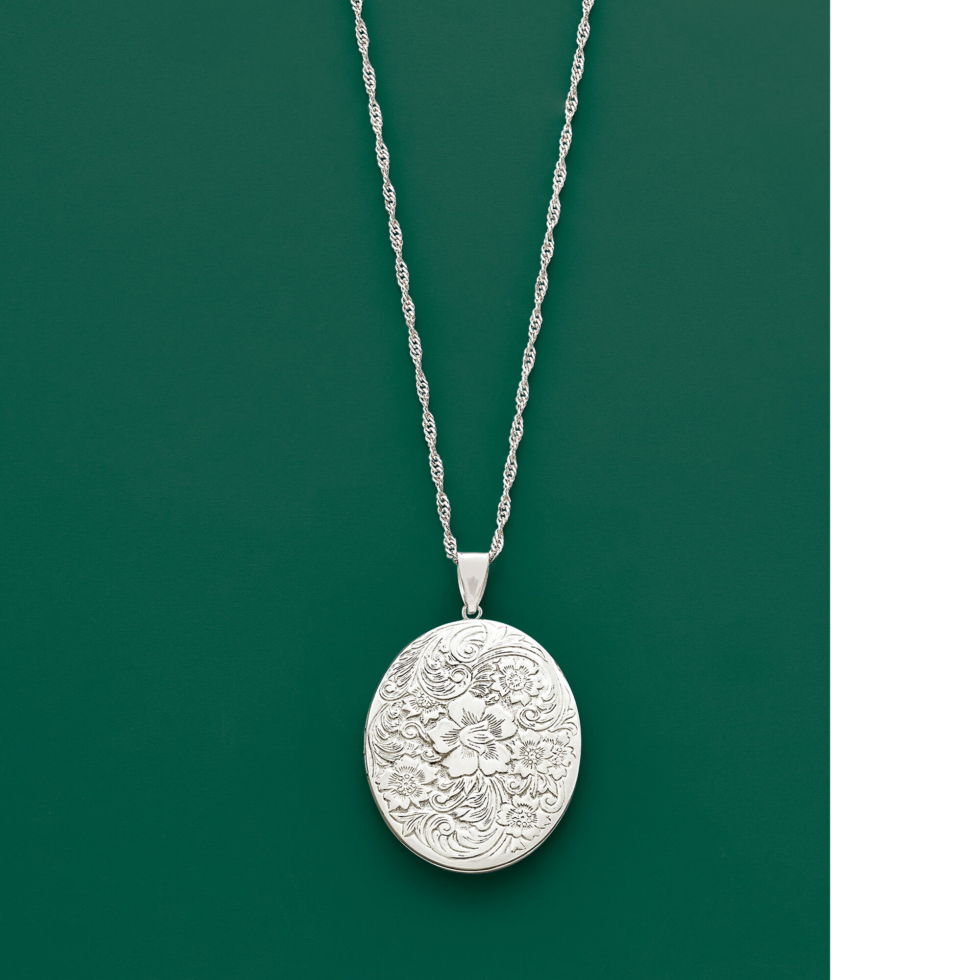 Sterling Silver Personalized Floral Locket Necklace