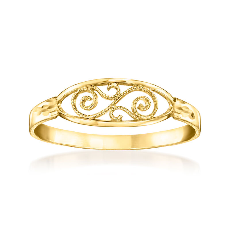 Italian 14kt Yellow Gold Oval Filigree Ring image number 0