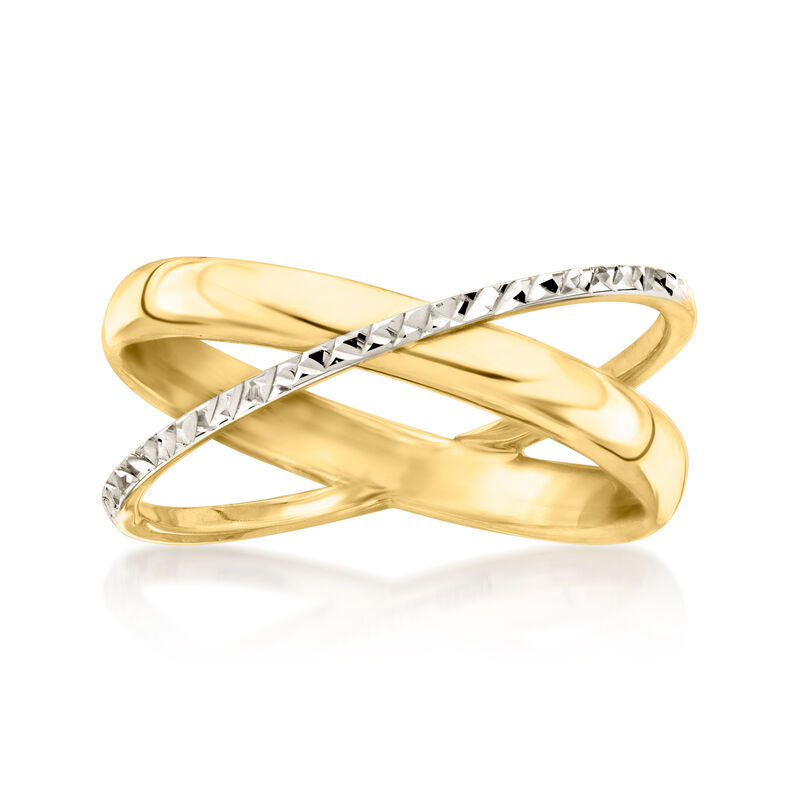 Italian 14kt Two-Tone Gold Crisscross Ring. Size 7 image number 0