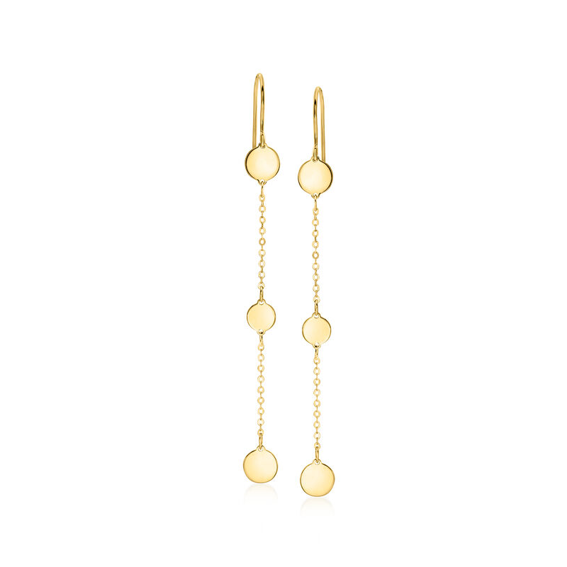 Italian 10kt Yellow Gold Circle-Station Drop Earrings image number 0