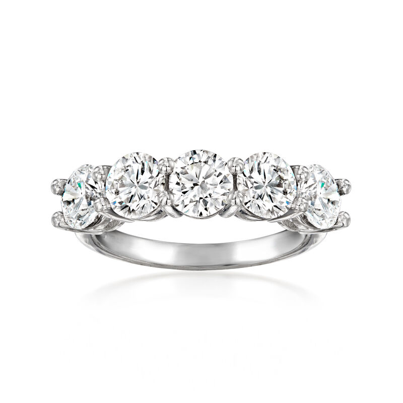 3.00 ct. t.w. Lab-Grown Diamond Five-Stone Ring in Platinum. Size 5 image number 0