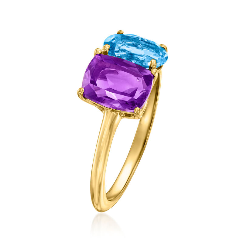 1.60 Carat Amethyst and 1.50 Carat Swiss Blue Topaz Toi et Moi Ring in 18kt Gold Over Sterling image number 2