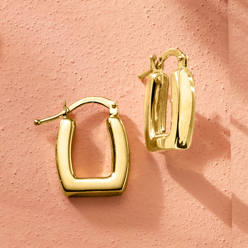 Italian 14kt Yellow Gold Square Hoop Earrings. 5/8" image number 1