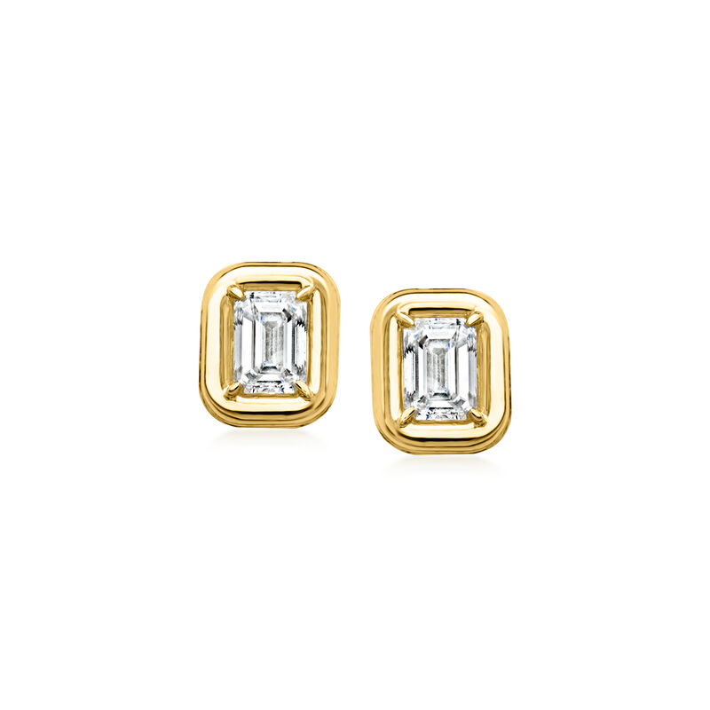 .50 ct. t.w. Bezel-Set Emerald-Cut Lab-Grown Diamond Stud Earrings in 10kt Yellow Gold  image number 0
