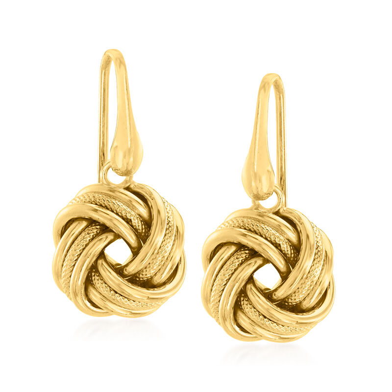 18kt Gold Over Sterling Love Knot Drop Earrings image number 0