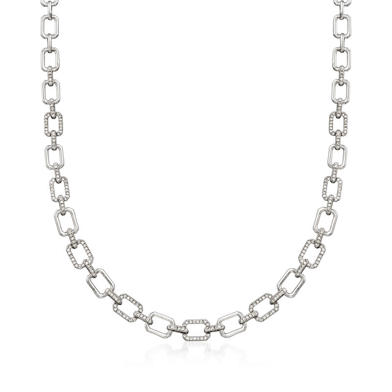 1.00 ct. t.w. Diamond Paper Clip Link Necklace in Sterling Silver image number 0