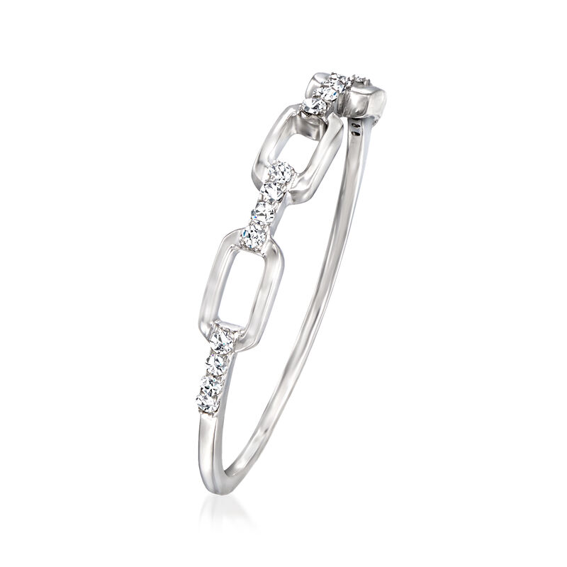Diamond Paper Clip Link Ring in Sterling Silver image number 1