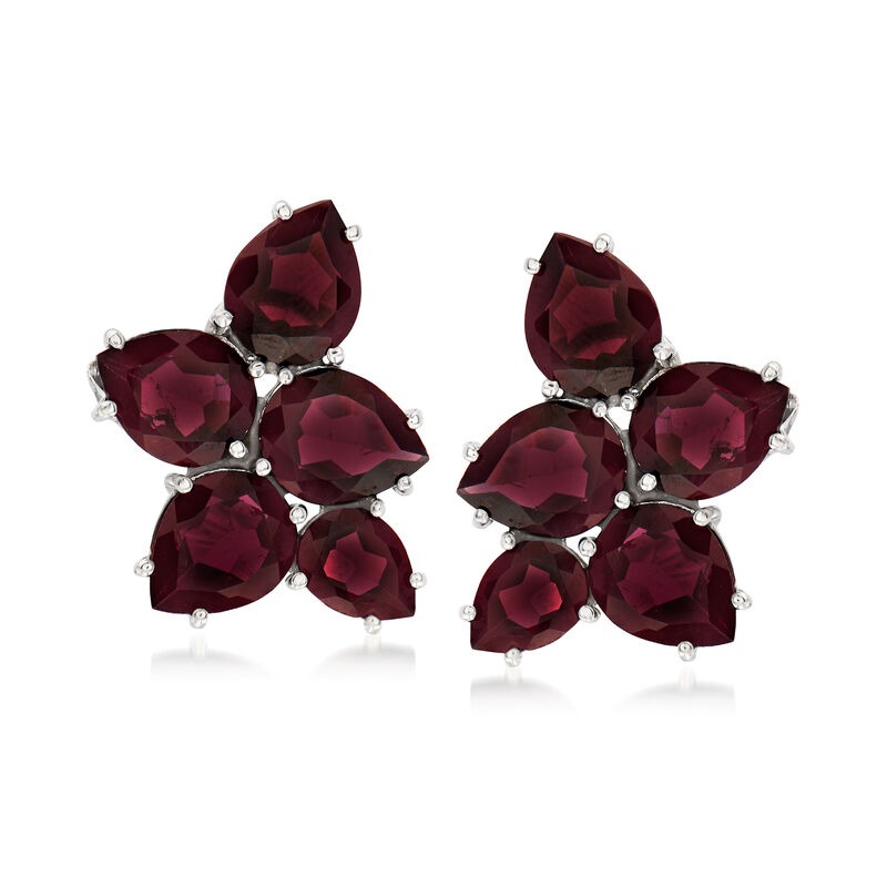 18.10 ct. t.w. Garnet Cluster Earrings in Sterling Silver image number 0