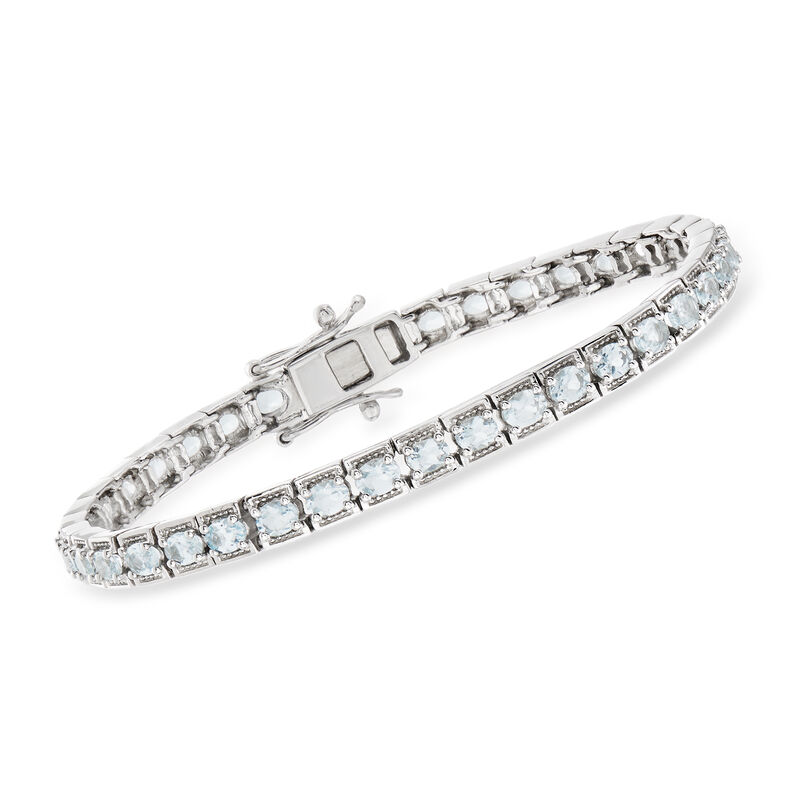 5.25 ct. t.w. Aquamarine Tennis Bracelet in Sterling Silver image number 0