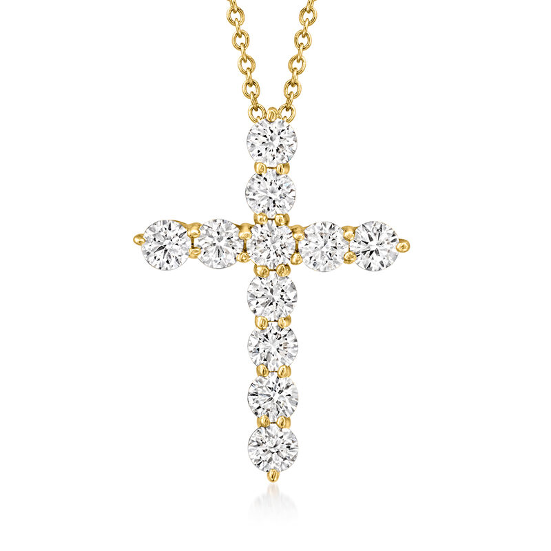 1.00 ct. t.w. Lab-Grown Diamond Cross Pendant Necklace in 14kt Yellow Gold image number 0