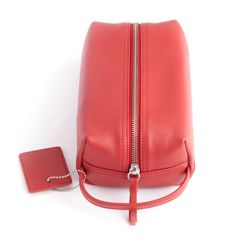 Royce Red Leather Compact Toiletry Bag image number 1