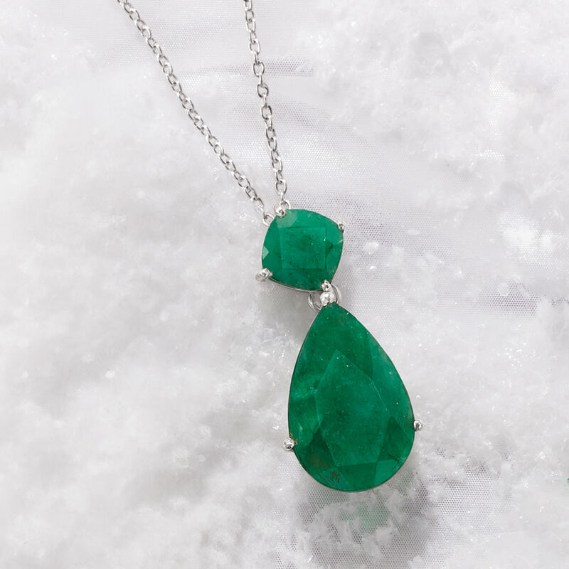 11.90 ct. t.w. Emerald Pendant Necklace in Sterling Silver image number 3